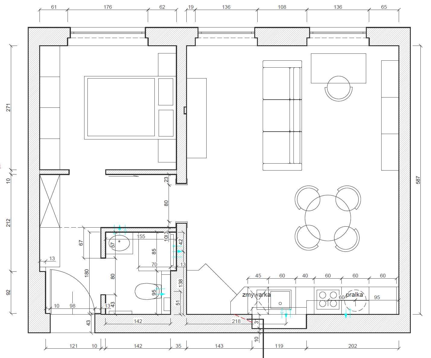 2 pokojowe, 45m2, po remoncie, centrum – ul. Konarskiego, I piętro