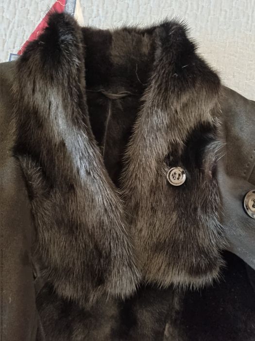 Дубленка натуральная овчина с норкой