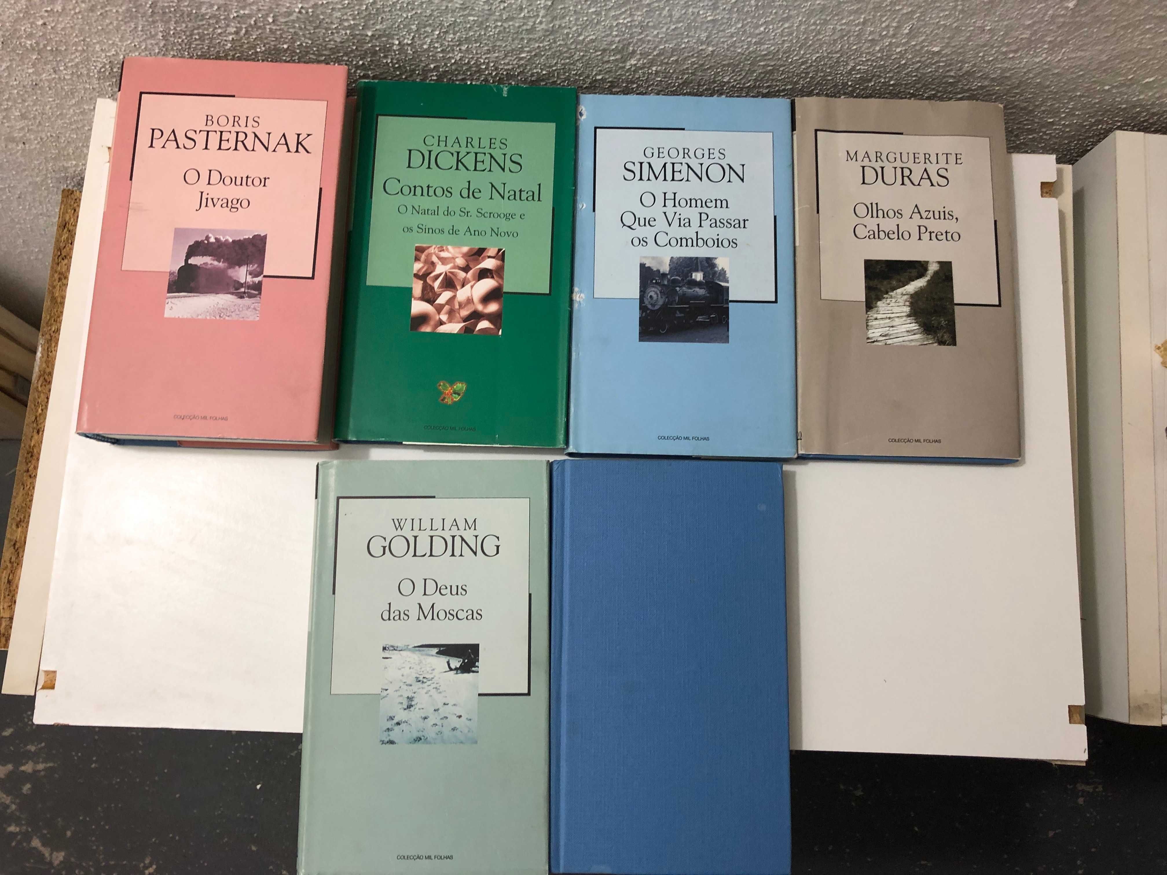 Livros Colecção Mil Folhas Público. Capa dura azul com capa de papel.