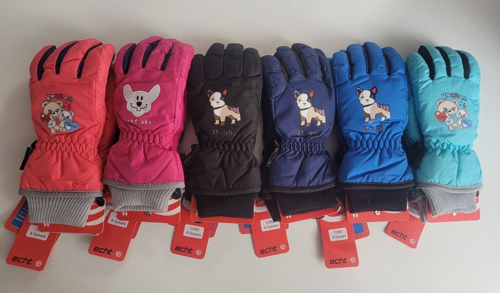 ECHT Rękawiczki Narciarskie Zimowe Dziecięce 4-5 lat