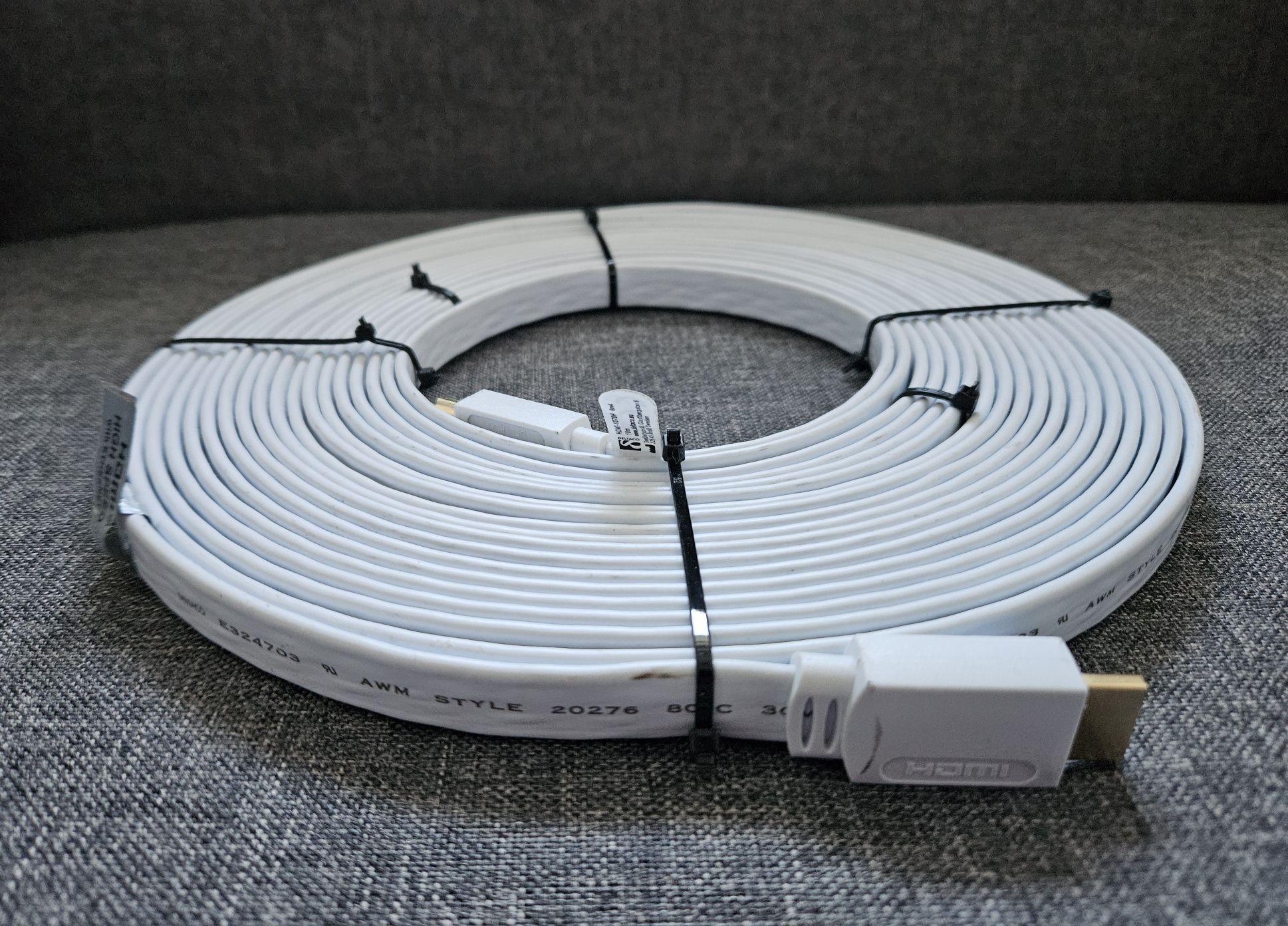 Kabel HDMI biały płaski 10 m