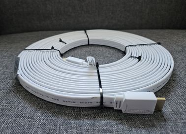 Kabel przewód HDMI-HDMI biały płaski 10 m