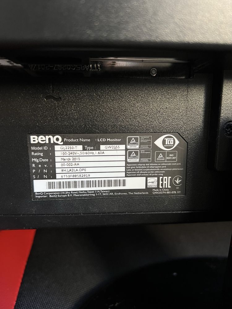 Monitor BenQ GW2255 czarny LED 21.5” FullHD VGA/DVI