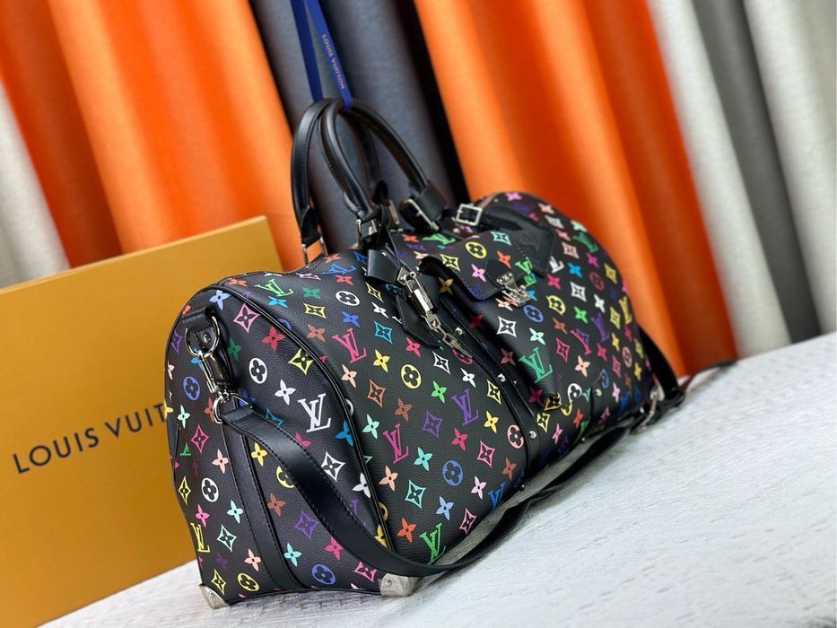 Louis Vuitton keepall 50cm мужская сумка унисекс черная оригинал кожа