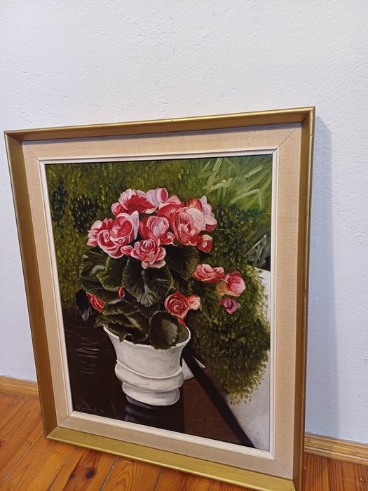 Obraz na płótnie sygnowany kwiaty