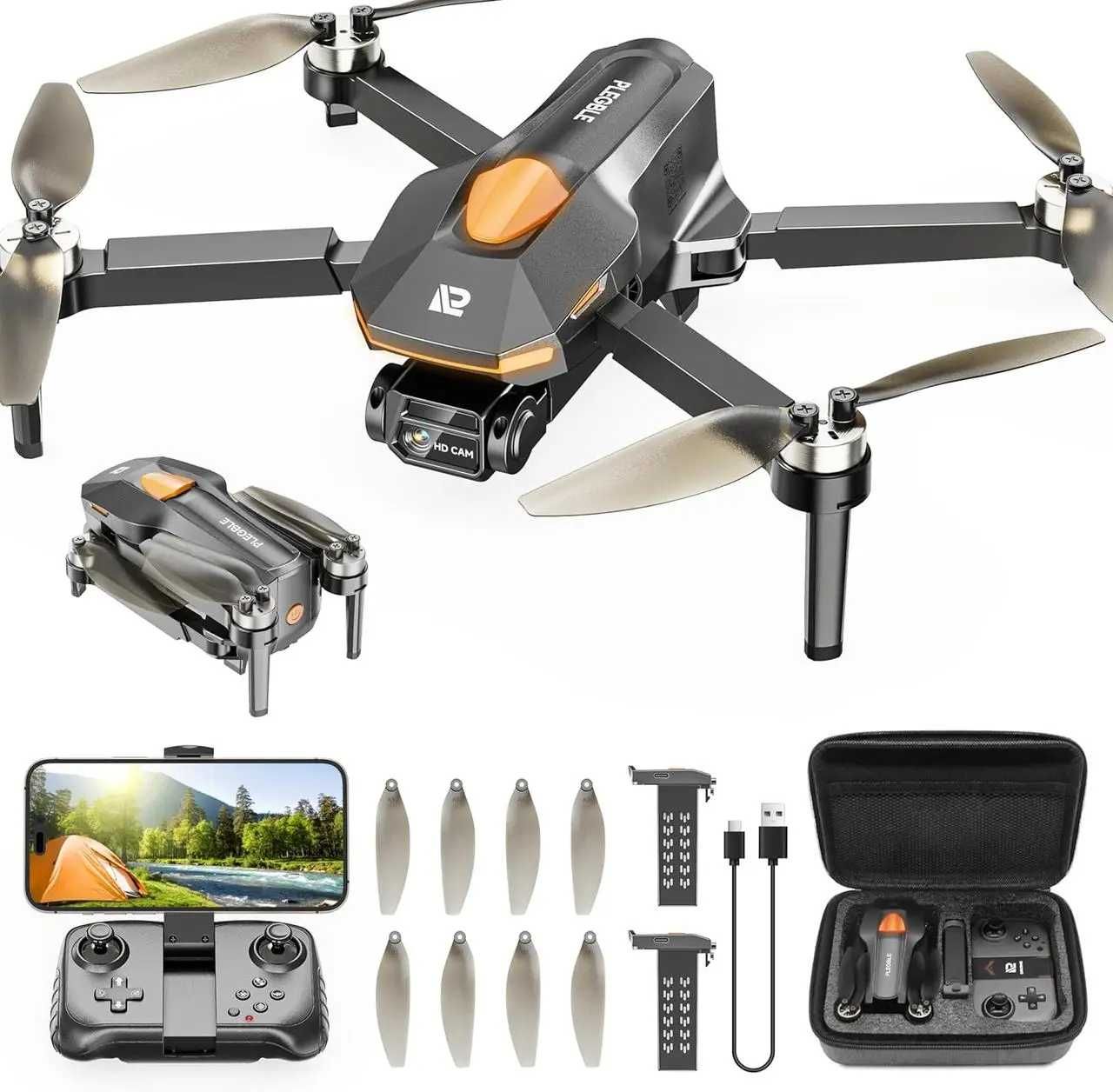 Дрон PLEGBLE PL-510 з камерою 1080P, 2 акумулятори, FPV, 360°