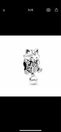 Zawieszka charms Pandora na bransoletkę kot srebro 925