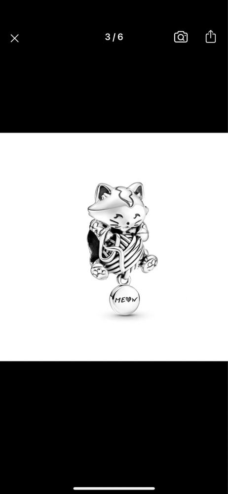Zawieszka charms Pandora na bransoletkę kot srebro 925