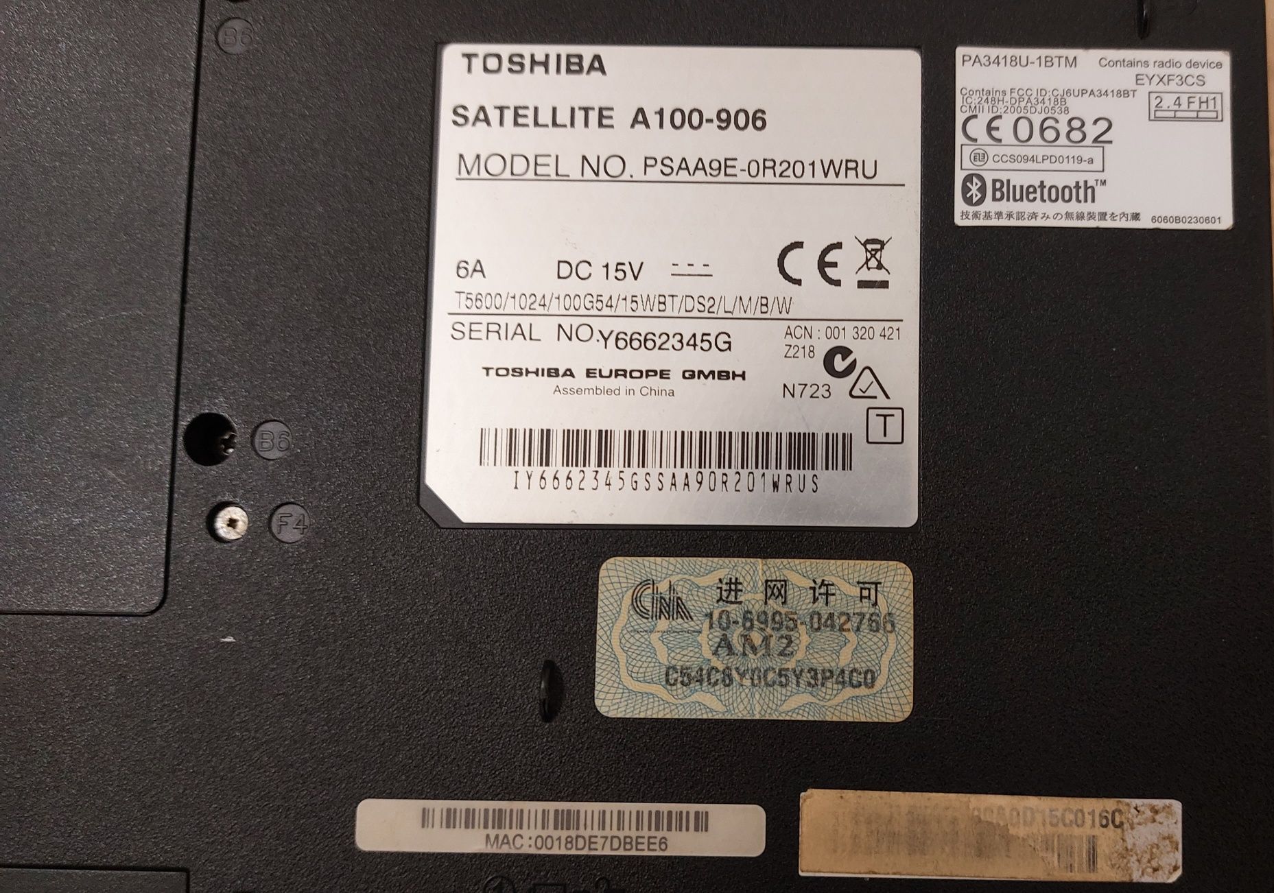 Ноутбук Toshiba Satellite A100-906 под ремонт или разборку