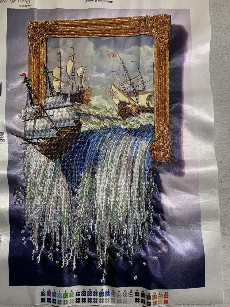 Корабль удачи , море в картине  вышивка