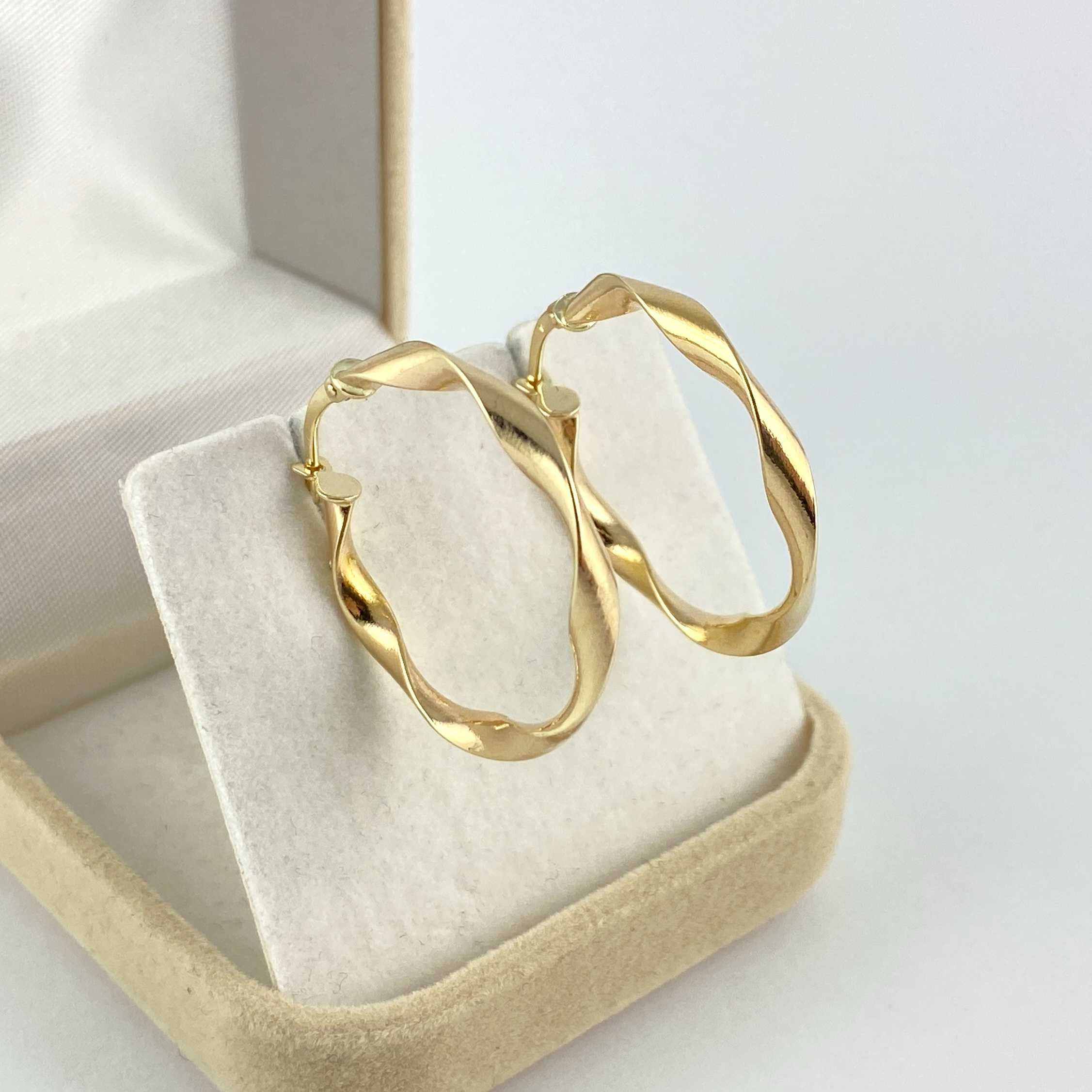Lśniące ZŁOTE kolczyki skręcane KOŁA 2,6 cm PR. 585 (14K)