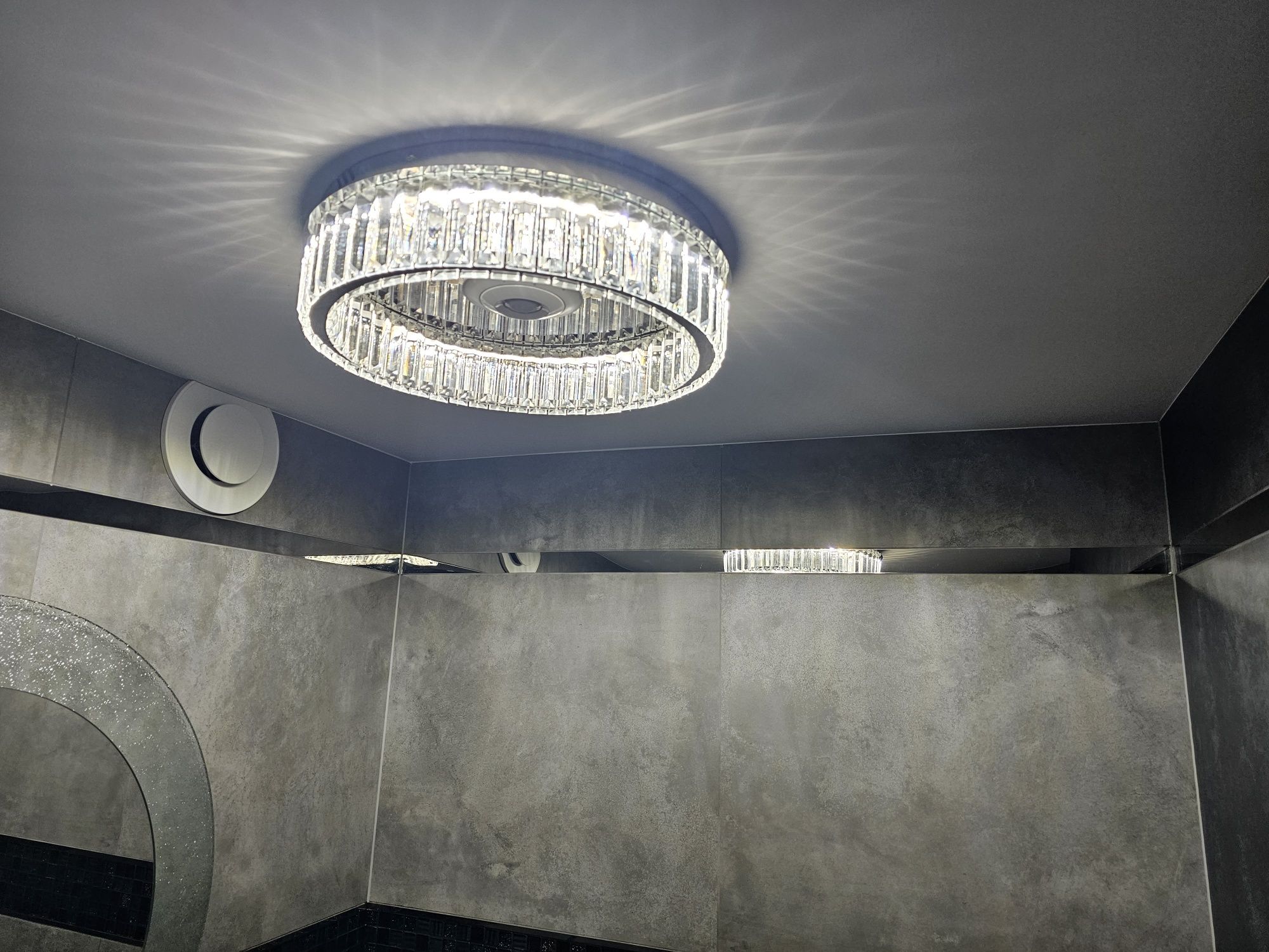 Kryształowy żyrandol LED plafon 40 cm srebrny