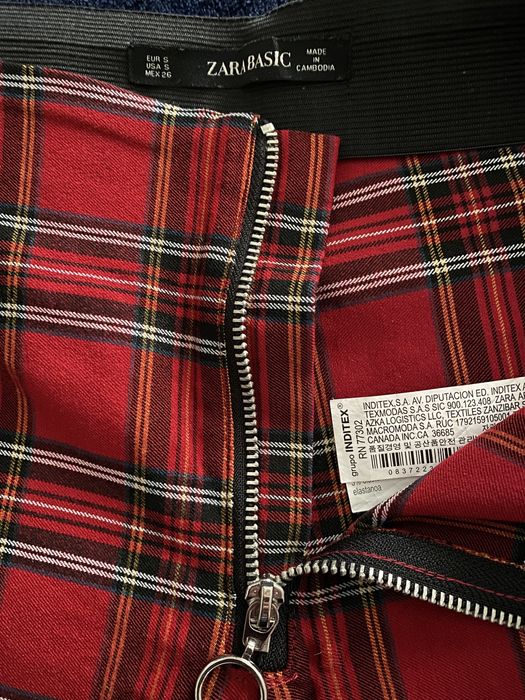 Leggings xadrez vermelho Zara