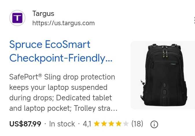 New PC travel back pack, "Targus".
