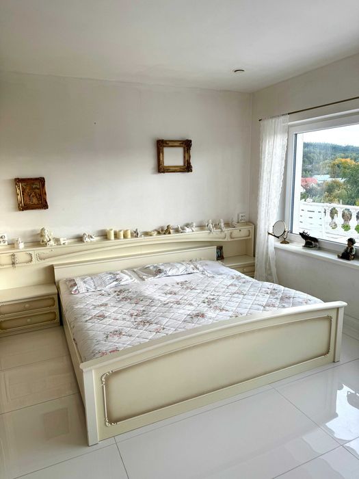 Sypialnia, łóźko, szafa, duży zestaw, ludwik antyczny kremowy