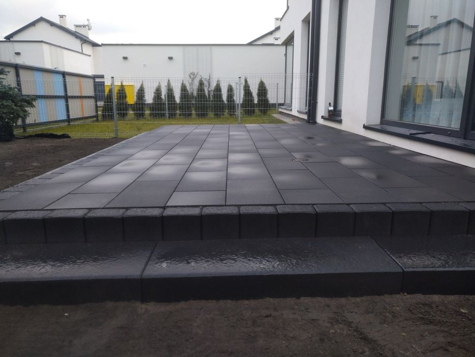 Tarasy, płyty tarasowe, układanie kostki brukowej, schody