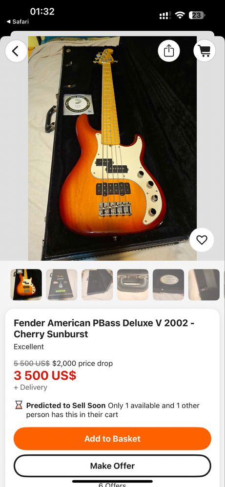 Fender american deluxe precision V 60th anniversary