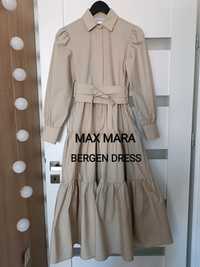 Max Mara Bergen Dress Sukienka MIDI 34-36 XS-S beż/kremowy