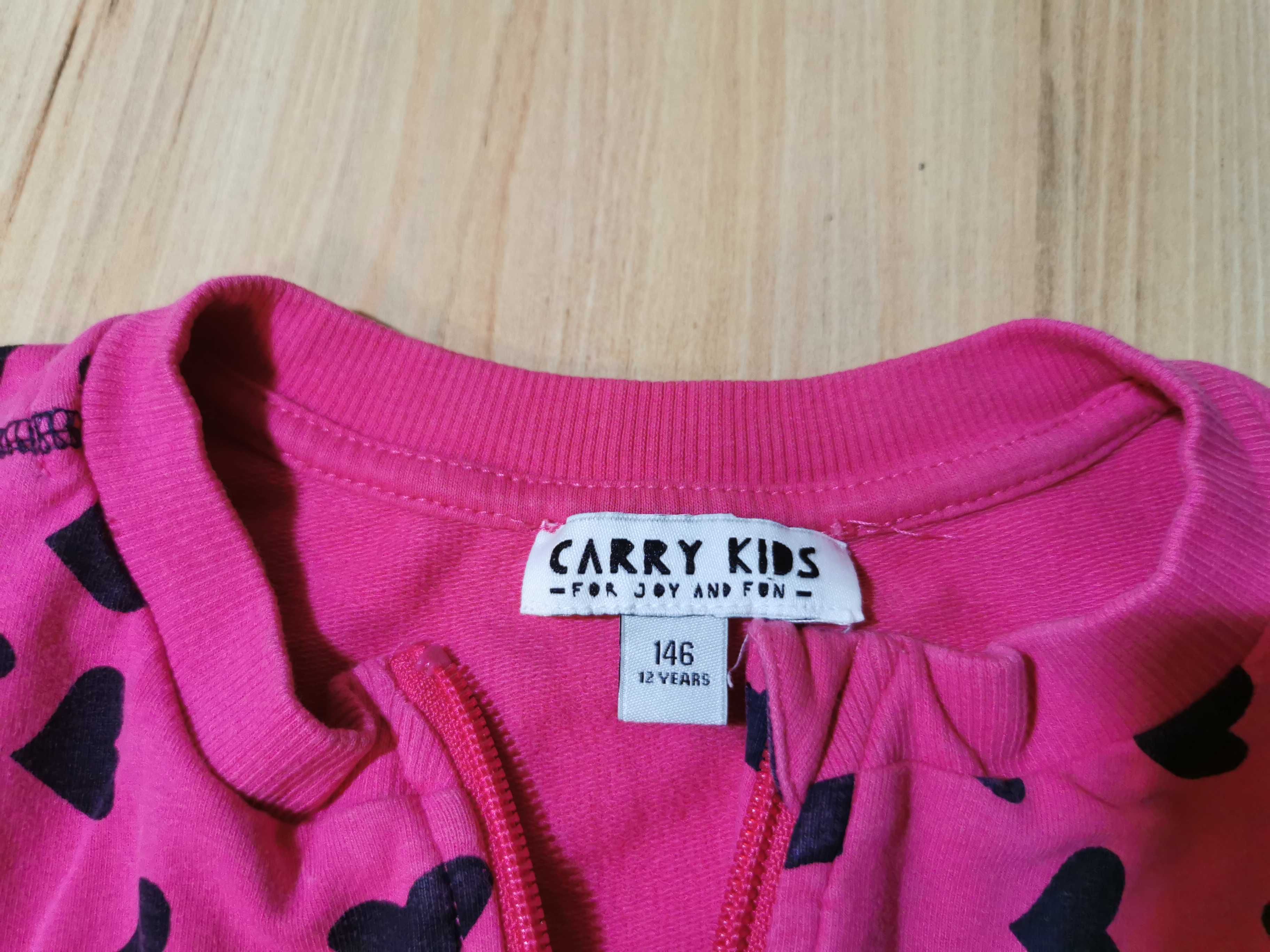 Bluza na suwak Carry Kids rozmiar 146 serduszka różowa