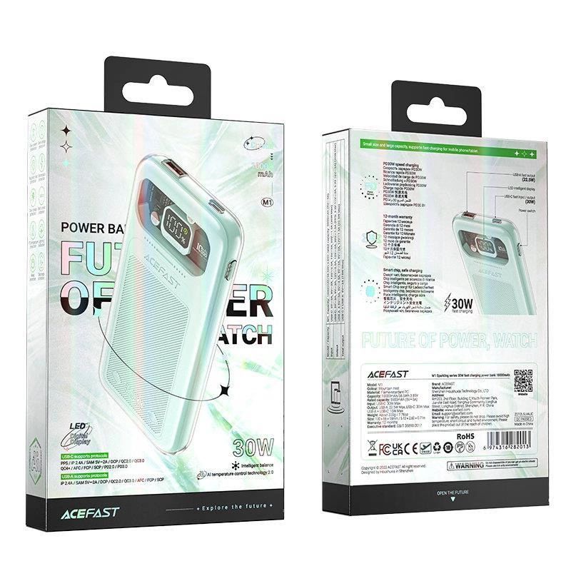 Acefast powerbank 10000mAh Sparkling Series szybkie ładowanie 30W