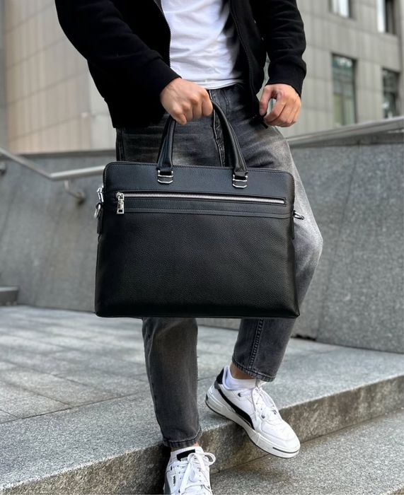 Якісна чоловіча шкіряна сумка- портфель, для ноутбука чи документів