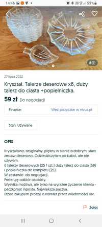 Kryształowy zestaw deserowy