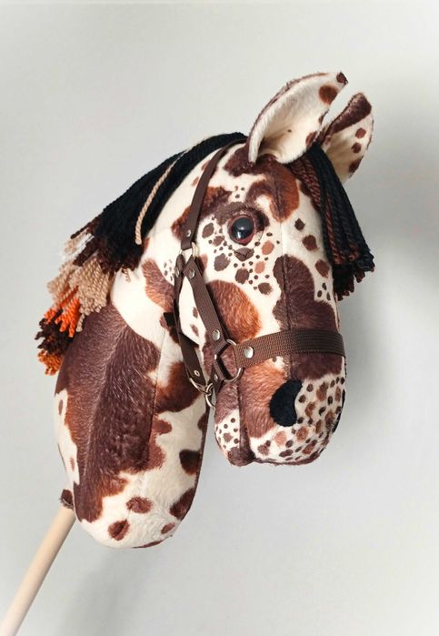 Hobby Horse srokaty, Apalloosa, duży, z kantarem, jakość Premium