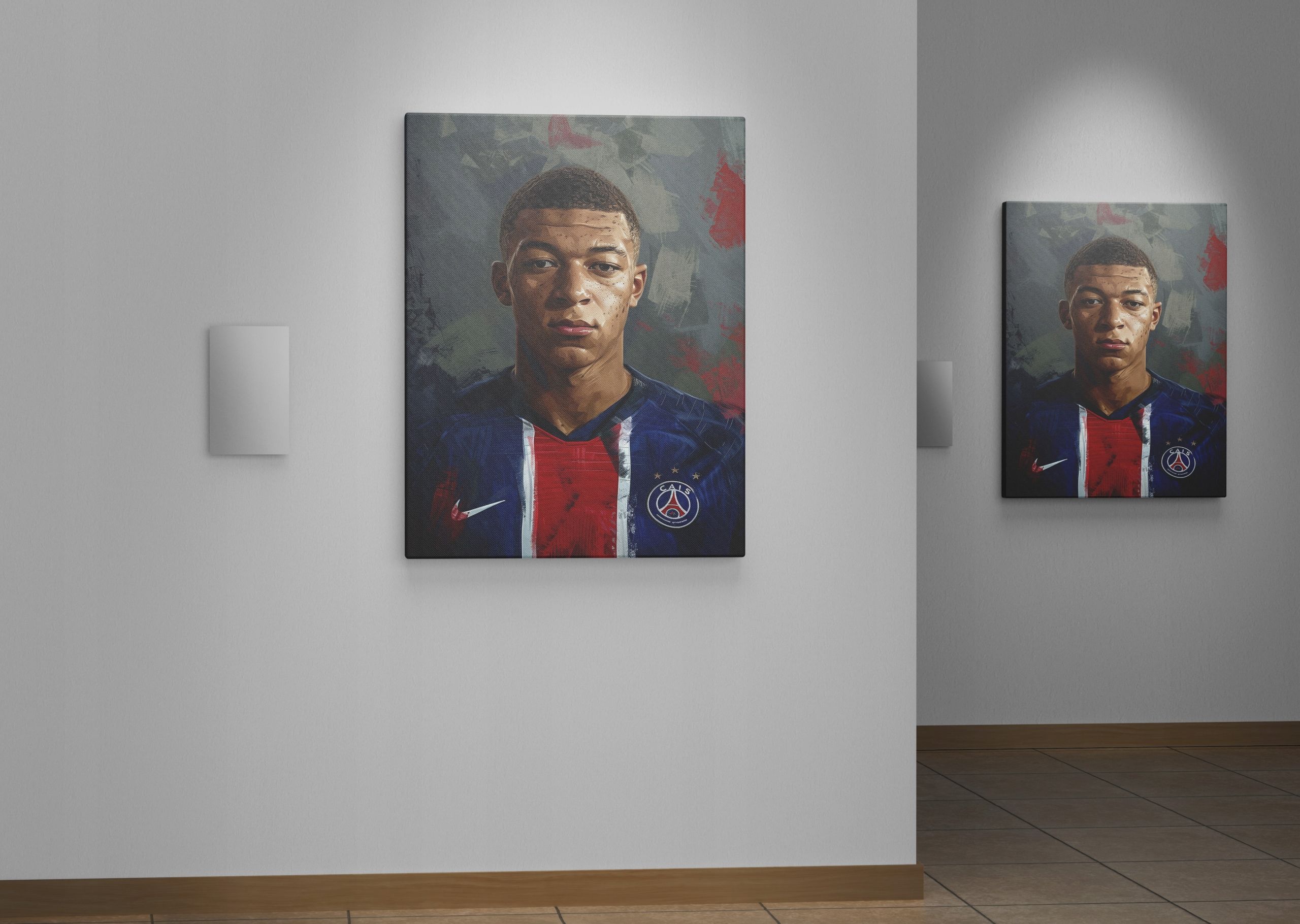Nowoczesny Portret Kylian Mbappé na płótnie 30x40 cm do wnętrza