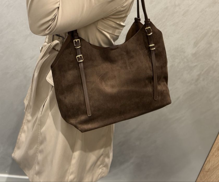 Torebka shopperka shopper zamsz Gallantry czekolada brąz hit jesienna