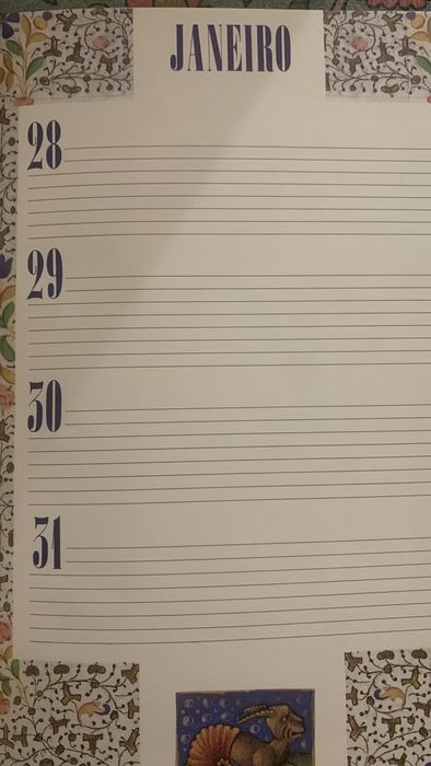 Agenda sem ano e dias