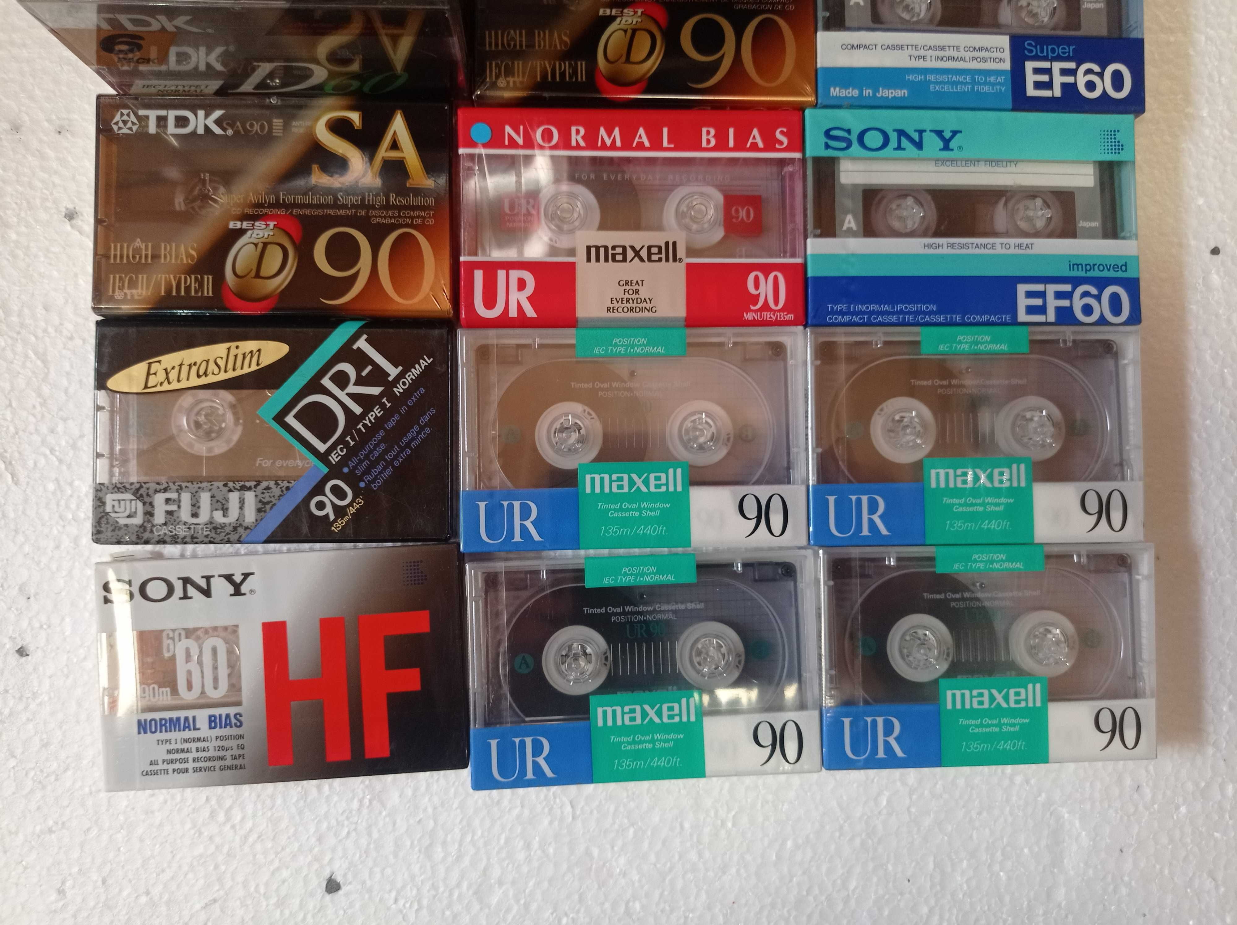 Kasety magnetofonowe TDK, Sony, Maxell, Fuji + VHS TDK - NOWE !