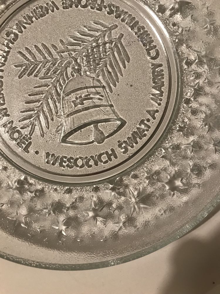 Talerz patera napis „wesołych świąt” PRL