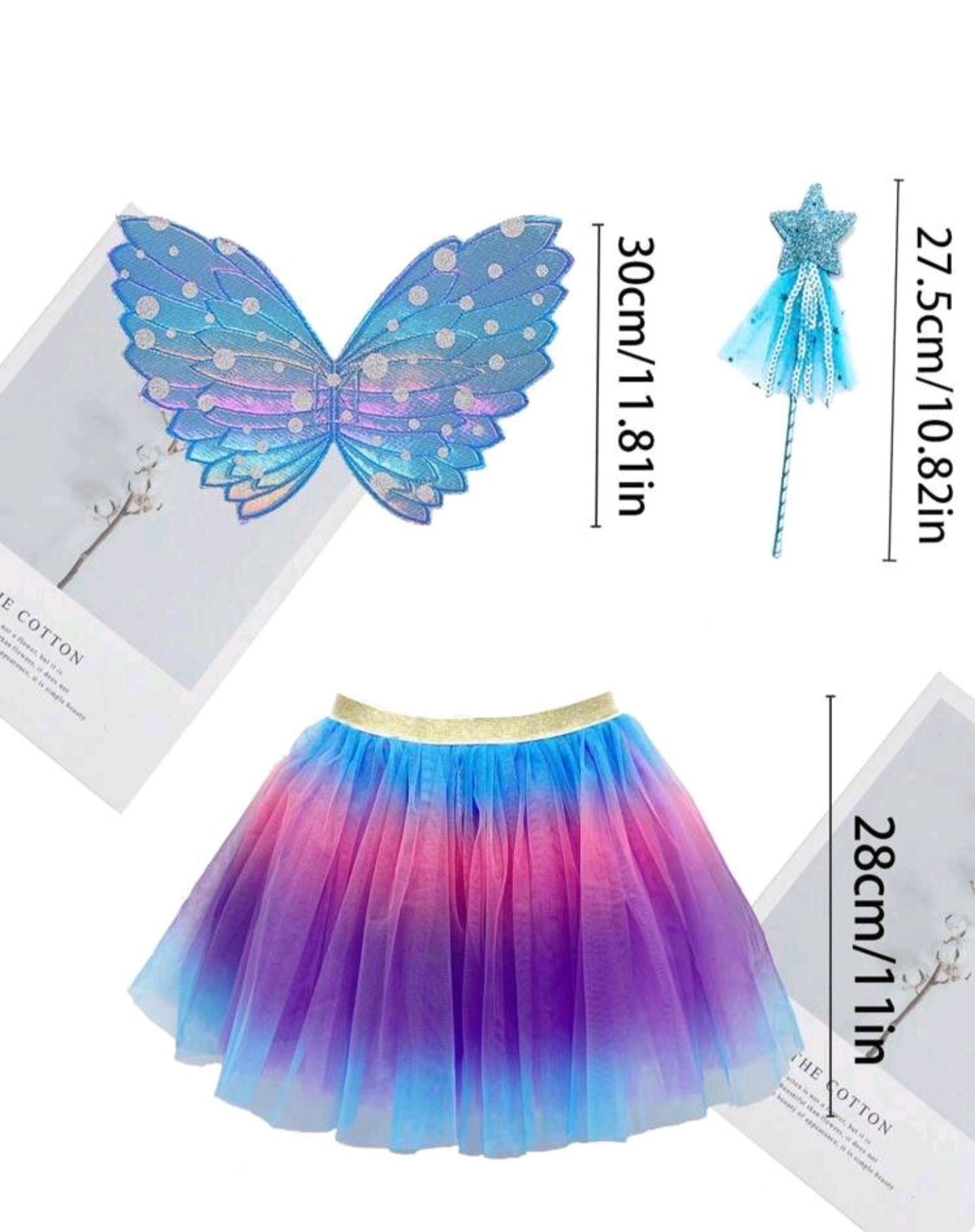 Conjunto Saia Tutu,, Asas De Borboleta e Varinha