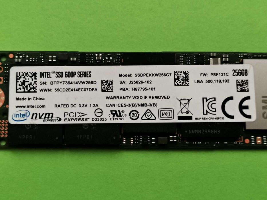 SSD M2 PCie 256GB iNTeL 600p
