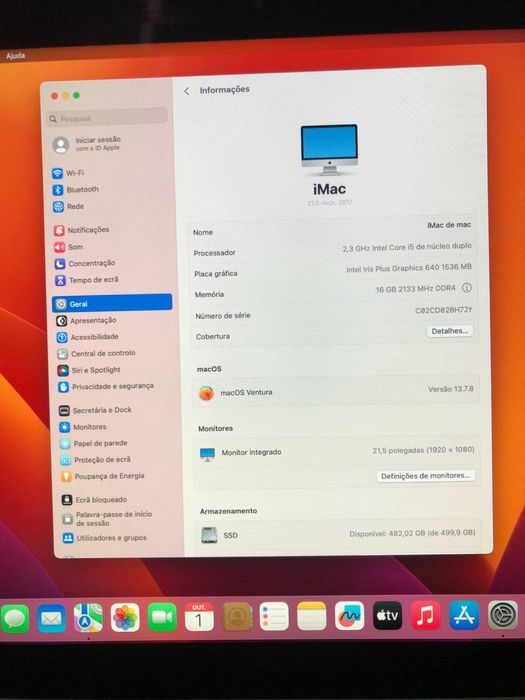 iMac 2017 Irrepreensivel SSD500 16 giga memoria Accesorios apple