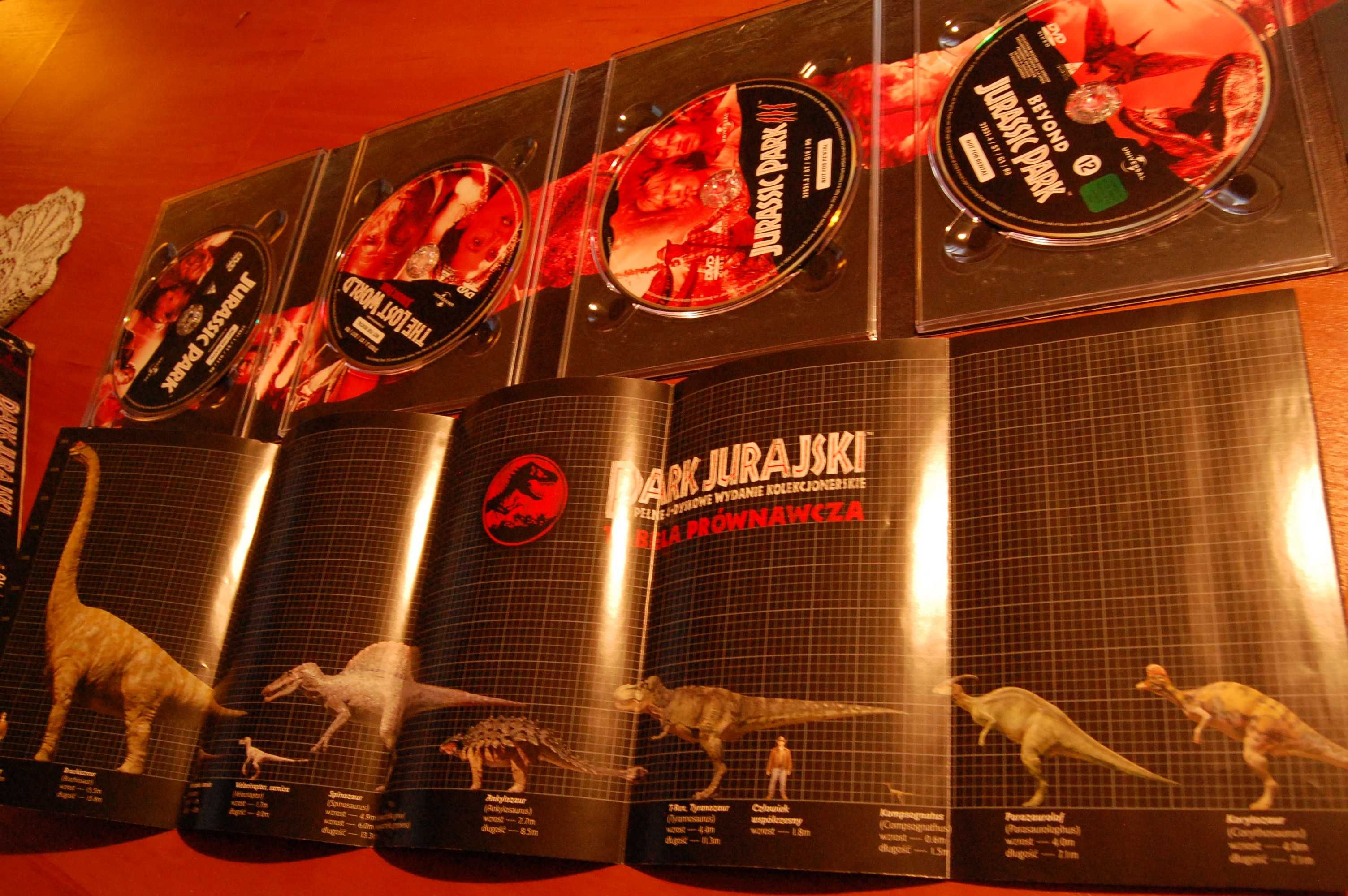 Kolekcja Jurassic Park.Park Jurajski.4 filmy DVD.Wersja kolekcjonerska
