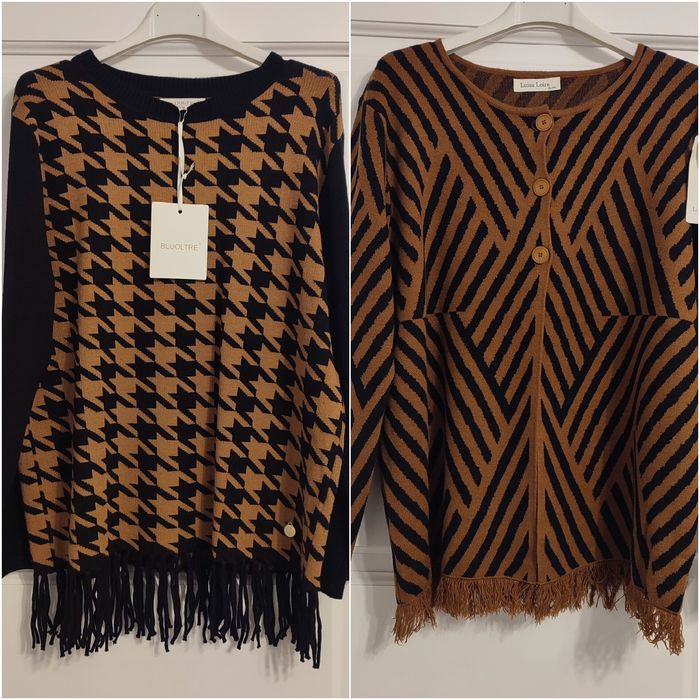 Светр кофта жіноча гусяча лапка полоска великий розмір L-XXL