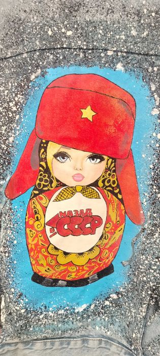 Unikat Nowa kurtka jeansowa Matrioszka Nazad CCCP Vintage 80 ,90 te