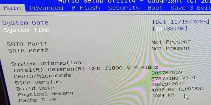 Комплект MSI J1800I, Intel Celeron J1800, 4 ГБ