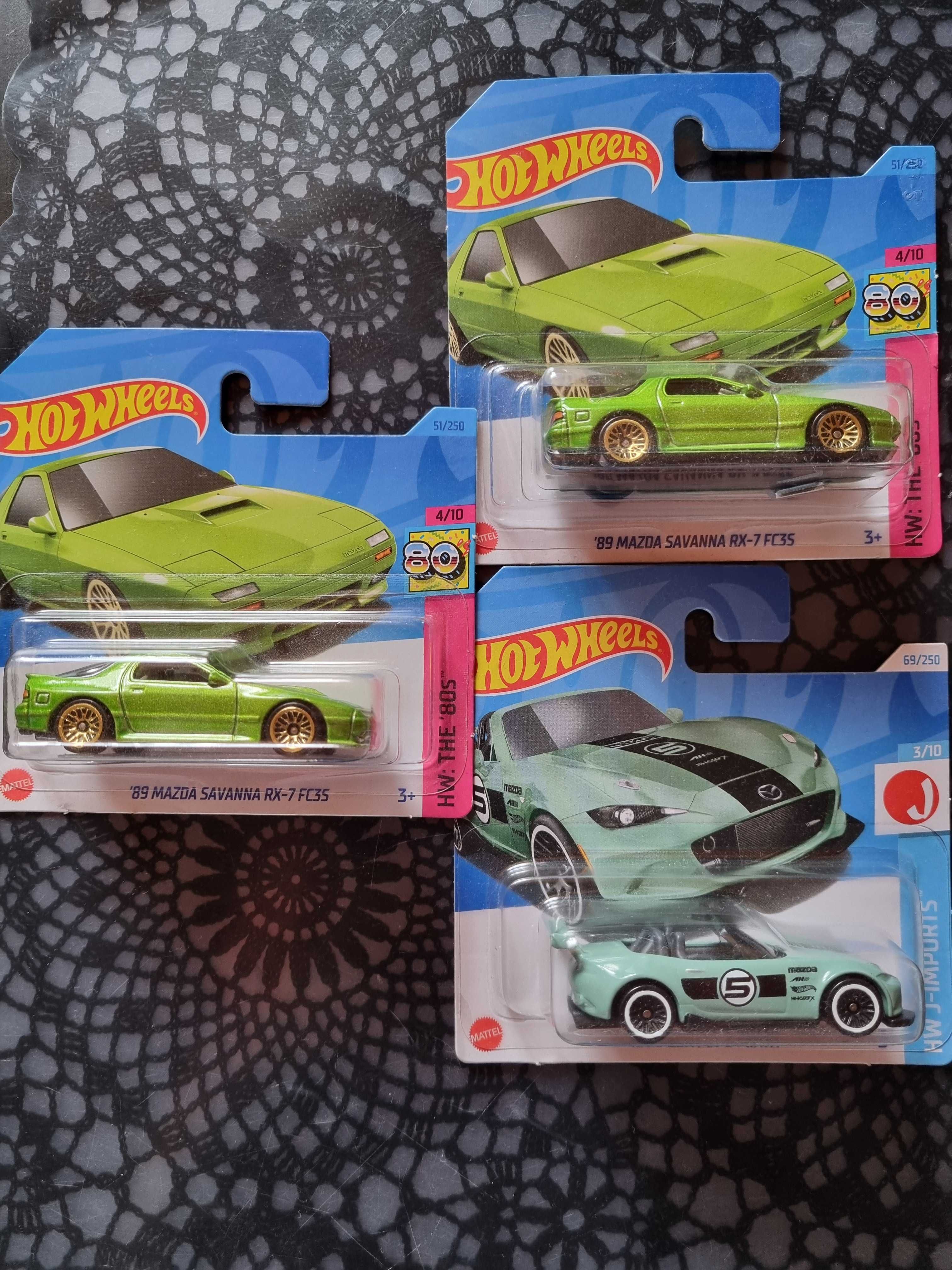 Hot Wheels 3 sztuki Mazda Mx5 RX7