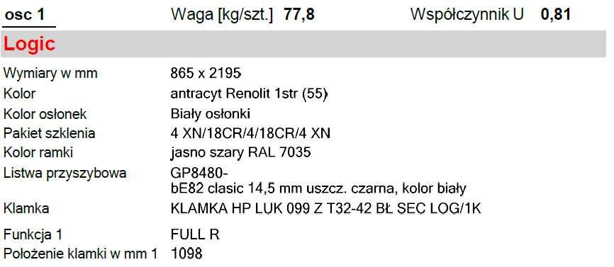 Drzwi balkonowe PCV nowe 865 x 2195