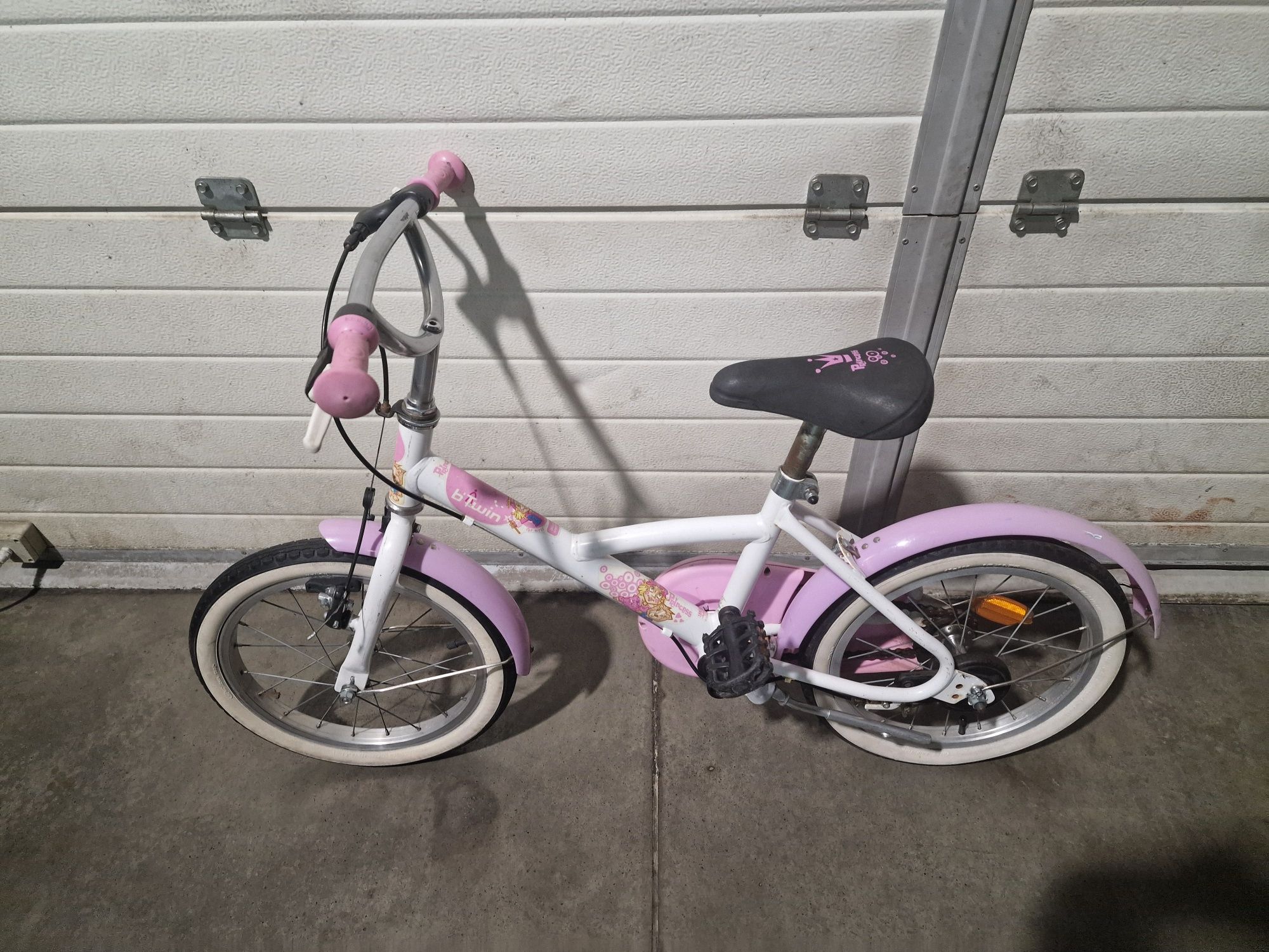 Rower B'Twin 16 cali różowo biały