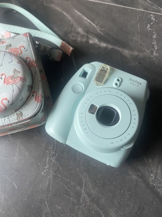 Instax mini 9 miętowy polaroid aparat fotograficzny niebieski z etui