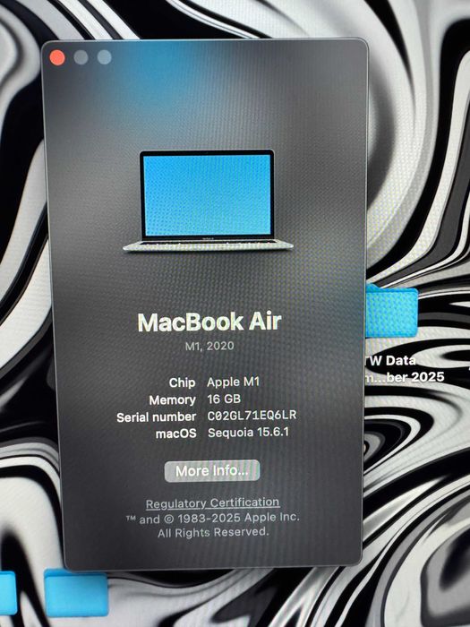 Macbook Air M1 2020 / 16 GB RAM / 256 GB SSD