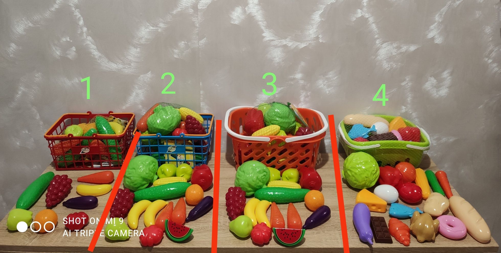 Детская игрушка Фрукты Овощи на липучке  Корзина Игрушка Посуда Кухня