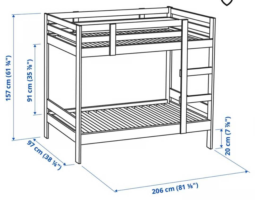 Łóżko piętrowe Ikea Mydal białe 200/90cm