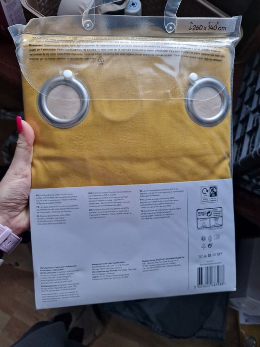 Nowa zasłona na przelotkach hiva, 140x260, żółta, 100% bawełna