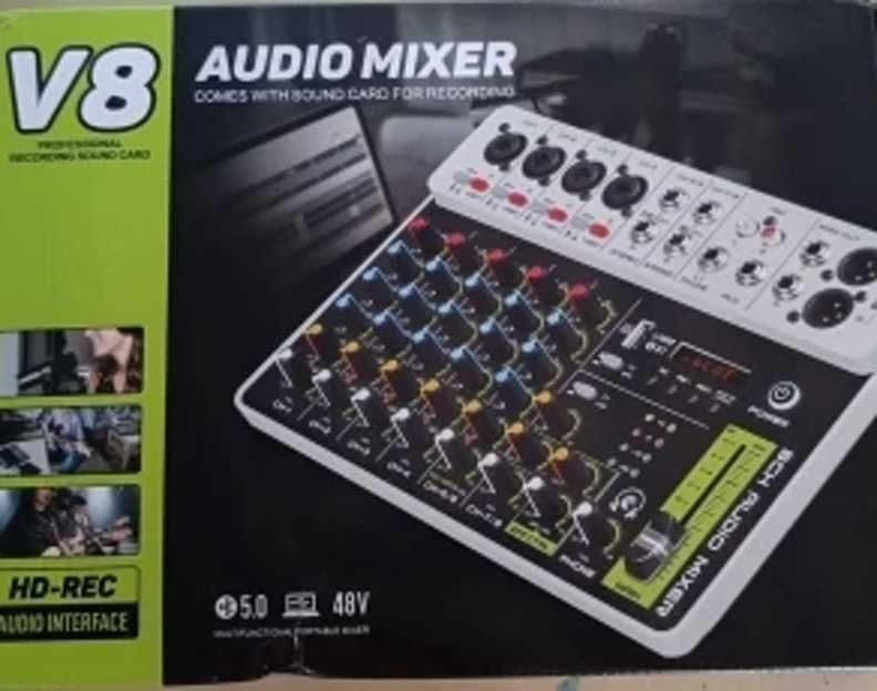Микшерный пульт V8 Audio Interface с Bluetooth аудио мікшер - микрофон