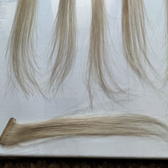 Doczepy z włosów naturalnych, na taśmę ,8szt,blond