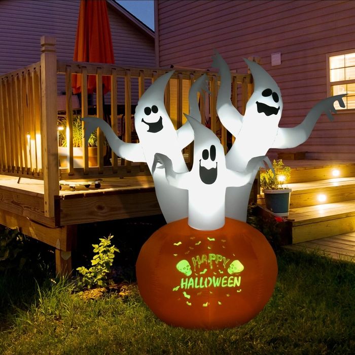 Nadmuchiwany duch halloweenowy z dynią LED